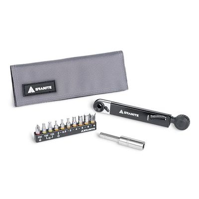 Granite Rocknroll TQ Torque Ratchet kit de herramientas para bicicletas, kit de multiherramientas para bicicletas con 10 puntas de herramientas y barra de extensión (Gris)