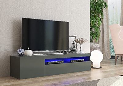 Homemania TV-standaard, Daiquiri – met deuren, planken, trays – voor woonkamer – antraciet van hout, 150 x 40 x 36,5 cm