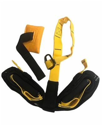 Master Adultos Entrenamiento Multifuncional Correas de y para Entrenamiento en suspensión, Color Negro/Amarillo, Talla única