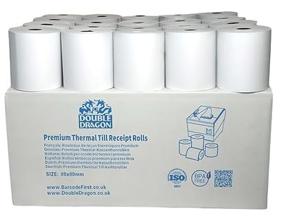 Double Dragon, rouleau de papier thermique premium de 80 x 80 mm pour imprimante EPOS, terminal POS, caisse enregistreuse [Paquet de 10]