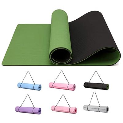 Good Nite Gymnastiekmat, yogamat, fitnessmat, antislip, trainingsmat, sport, turn, pilates, mat, vloerturnmat met draagriem, 183 x 61 x 0,6 cm (groen/zwart)
