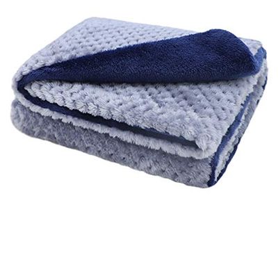 furrybaby Premium Fluffy Fleece Dog Blanket, Soft and Warm Pet Throw for Dogs & Cats (Blue, M (80x100cm))