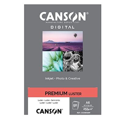 CANSON Performance Digital Photo Paper Box, 4"x6", 255gsm, Lustre White, 50 Sheets, Ideal for Professional Photographers