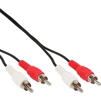 InLine 0,5 m 2 x RCA M/M cabo de áudio 0,5 m 2 x RCA preto, vermelho, branco, cabos de áudio (2 x RCA, 0,5 m, preto, vermelho, branco)