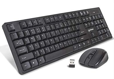 MANHATTAN Combo de teclado e rato sem fios, conjunto de teclado sem fios USB de tamanho completo com dongle de 2,4 GHz para PC, computador portátil, compatível com Windows e Mac, cor preta