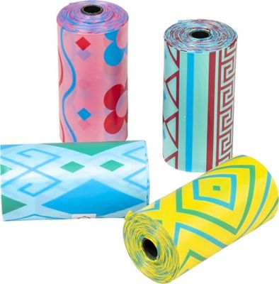 Mr Poop, Sacs à crottes parfumés résistants et écologiques pour chiens, 4 Rouleaux pratiques, pré-découpés, faciles à utiliser, Taille Standard, Couleur Verte, Modèle Ibiza