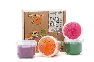 Neogrün Yuki 30956 Lot de 4 pots de pâte à modeler 120 g Vert/orange/rose/violet
