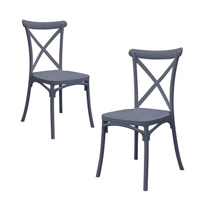 GARDENIA Chaise Country en résine Vintage, Noir, 2 Sedie