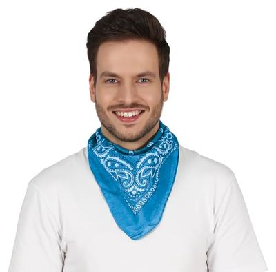FIESTAS GUIRCA | Pañuelo Azul Cielo (Adulto Unisex) - Accesorio Textil Versátil para Fiestas de Disfraces y Carnaval - Ideal para Disfraces de Pirata, Vaquero o Bandido - Azul