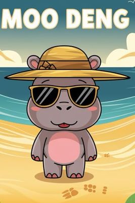 Moo Deng NoteBook: A tiny hippo "Moo Deng" at sea beach design cover ,6x9 inch ,120 Blank line pages, Perfect gift for children teens and adults