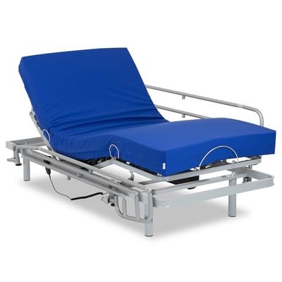 Gerialife Lit électrique renforcé avec Matelas gériatrique étanche et barrières latérales rabattables (80x190)