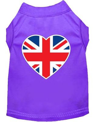Mirage - Camicia per cani con stampa a cuore, motivo bandiera britannica, taglia L, viola