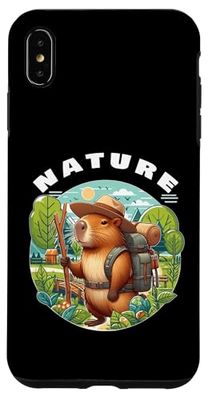 Nature Lover Cute Capybara Explorer With Walking Stick Case for iPhone XS Max