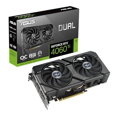 ASUS Dual GeForce RTX 4060 Ti EVO OC Edition 8GB GDDR6 (PCIe 4.0, 8GB GDDR6, DLSS 3, HDMI 2.1a, DisplayPort 1.4a, Axial-Tech fläkt, 0dB-teknik, skyddsplatta, Auto-Extreme)