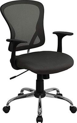 Flash Móveis Mid-Back preto malha cadeira de escritório com acabamento cromado base