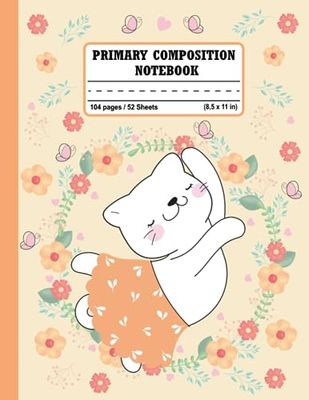 Primary Composition Notebook k-2: Cute Kitties Primary Journal With Picture Space and Dotted Midline, Primary Journal K-2, Handwriting Story Journal.