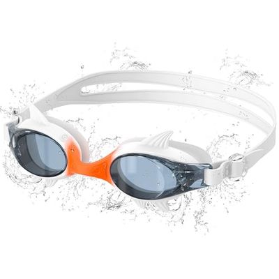 Ambienden Nouveau Design Lunette Piscine Enfant, 180° HD à Grand Angle de Vision Lunette de Natation Enfant, Anti-Buée, Protégées UV, Unisexe Lunette de Piscine pour les 3–10 Ans, White-Orange