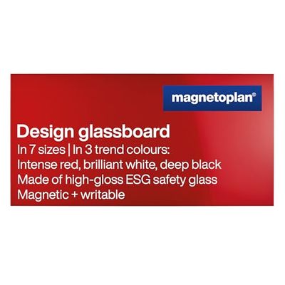 Magnetoplan 13409006 di design vetro Boards, Magnetica, 2000 X 1000 mm Rosso Intenso