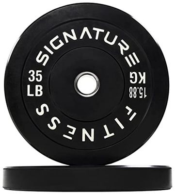Signature Fitness Discos de peso olímpicos de 2 pulgadas con cubo de acero, 35 libras, par