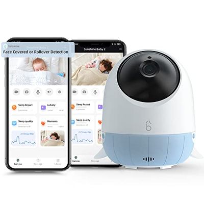 Simshine Babyfoon met 2K Ultra HD-camera, Cry-Comfort-functie en temperatuurbewaking, slaapanalyse, 2-weg audio
