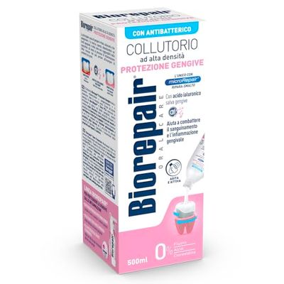 Biorepair, Collutorio ad Alta Densità, Protezione contro Sanguinamento Gengive, con Acido Ialuronico e Zinco Antibatterico, Senza Fluoro, Alcool e Clorexidina, Confezione da 500ml