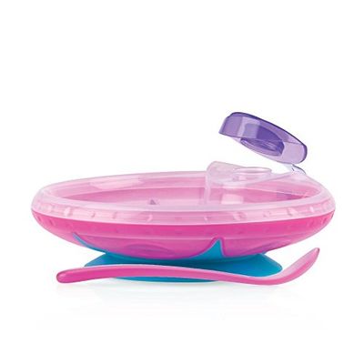 Nûby ID5342PINK varmhållstallrik med sugfot, rosa