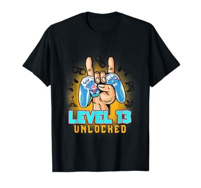 Livello 13 Sbloccato Divertente Video Gamer 13 ° Compleanno Maglietta