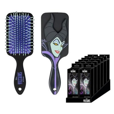CERDÁ LIFE'S LITTLE MOMENTS -Disney Villain Hairbrush - Black Colour - Detangling Brush - Maleficent Print Design - Original Product