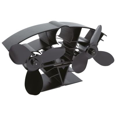 Valiant Whirlwind kachelventilator - warme lucht circulerende warmte aangedreven houtbrander ventilator, zwart