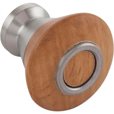 ALLES IM GRIFF Ladon - Pomo para muebles (diámetro de 33 mm, madera y metal, madera de haya barnizada/acero inoxidable cepillado)