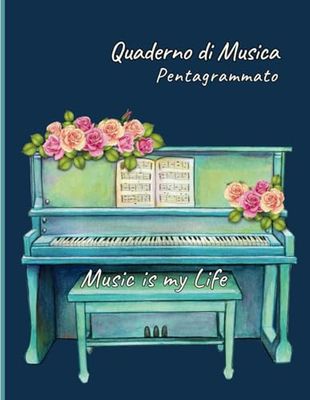 QUADERNO di MUSICA pentagrammato: Formato grande - 60 pagine - 10 pentagrammi per pagina