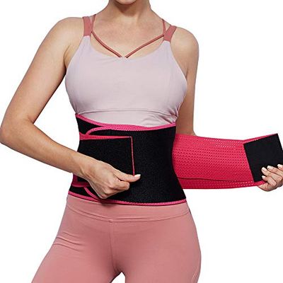 KOSMO MASA Taillen-Trimmer für Damen, Taillentrainer für Frauen, Workout-Gürtel für Männer, Bauchwickel, Premium-Fitness-Bänder, Body-Shaper, Bauch-Sport-Girdle – Pink XS-S