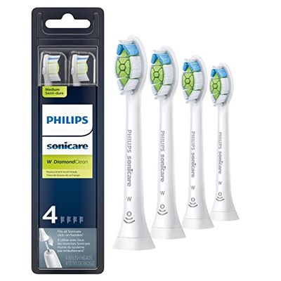 Philips Sonicare DiamondClean testine di ricambio per spazzolino da denti, HX6064/65, tecnologia BrushSync, Bianco 4 pk