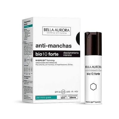 Bella Aurora - Bio10 Forte Siero Depigmentante Intensivo 30 ml, Anti-Macchie per Pelle Mista-Grassa, con Tecnologia B-CORE 221™ e SPF 20, Protezione UVA, UVB e Infrarossi