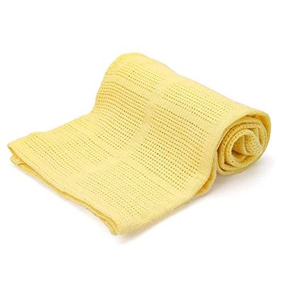 Family Bedding Gele cellulaire deken voor eenpersoonsbed, voor volwassenen, katoen, grote sprei, omkeerbaar, licht, thermozachte, traditionele cellulaire deken (180 x 230 cm)