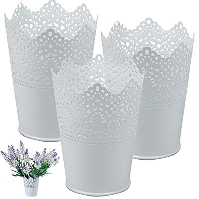 NC Set of 3 Flower Pot,Cut-Out Design Pen & Pencil Holder, make-up organizers, cosmetic organizers for storing make-up brushes, lipstick, hair brushes, mascara