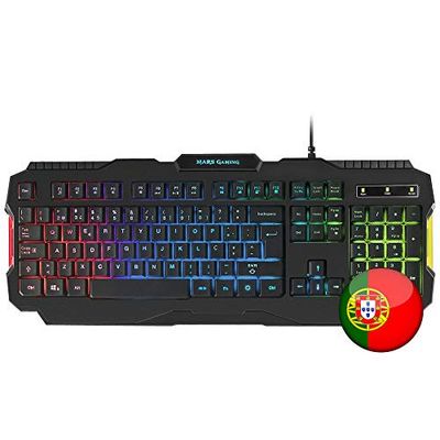 Mars Gaming MRK0, Teclado Gaming Completo, Iluminación RGB Rainbow, Antighosting, Idioma Portugués