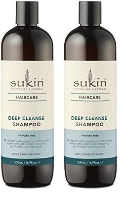 Sukin Deep Cleanse Shampoo, Lemon Scent, 500ML, Pack of 2