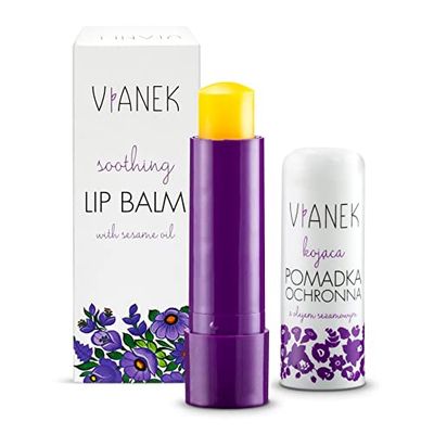 VIANEK Crema calmante para el cuidado de los labios. Bálsamo labial para mujeres y hombres, cosmética natural, tamaño 4,6 g.