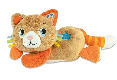 Clementoni - 17876 - Roby Ron Ron - Gato de Peluche Interactivo Que simula el roneo, melodías y Sonidos de la Naturaleza, Desarrollo multisensorial, Regalo recién Nacidos, 100% Lavable (Pilas