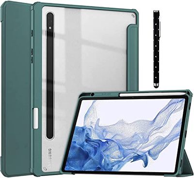 Acelive Beschermhoes voor Samsung Galaxy Tab S8 2022/Tab S7 2020 11 inch tablet transparant met S-penstandaard