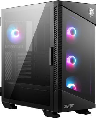 MSI MPG VELOX 100R Mid-Tower PC Case - E-ATX Motherboard Capacity, Tempered Glass Door, 4 x 120mm ARGB Fans, Mystic Light, Supports 2 x 360mm Radiators & Side Ventilation Configurations