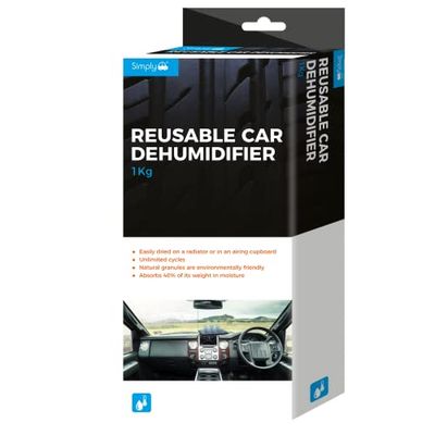 Simply DEH001 Reusable Car Dehumidifier - Quick Drying suitable for Microwaving, Strong Absorption 40% of Weight in moisture, Eco-Friendly Granules, Unlimited Cycles , Grey