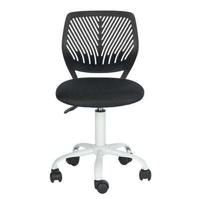 FurnitureR Gamingstoel voor kinderen, bureaustoel, gamerstoel, bureaustoel, ergonomisch modern design, mouwloos, zithoogteverstelling, rubberen wielen, zwart M