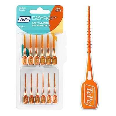 TePe Easypick Pack de 36 cure-dents en silicone Orange Taille XS/S