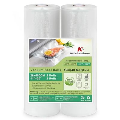 KitchenBoss Vacuum Rolls 2 Rolls 28 x 600 cm Vacuum Sealing Film: Professional Vacuum Bags for Vacuum Sealer and Sous Vide, Vacuum Bags Food BPA-Free, Boil-Proof and Tear-Resistant