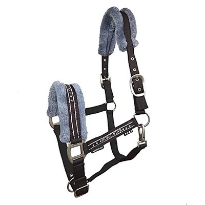 Horsenjoy Licol pour Cheval - en Fausse Fourrure - Noir