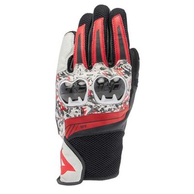 DAINESE - Mig 3 Unisex Gloves, Guanti Moto in Pelle, Protezioni sulle Nocche, Compatibilità Touchscreen, Unisex, Nero/Rosso Spray/Bianco, XXL