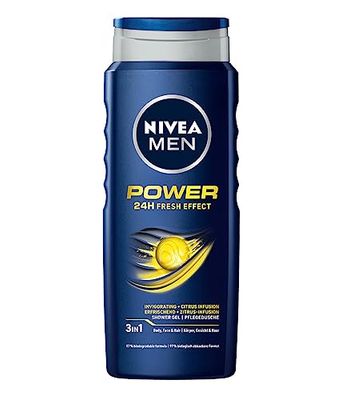 NIVEA MEN Power 24 H Fresh Effect 3 in 1 Gel doccia stimolante da uomo 500 ml