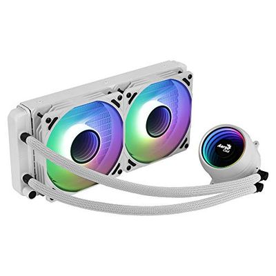 AeroCool MIRAGEL240W, Refroidissement Liquide du CPU, Ventilateur ARGB 2 x 12 cm, TDP 400W, Blanc